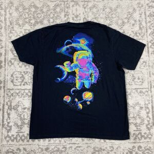 Hyperspace T Shirt Black NASA Moon Astronaut Cotton Short Sleeve Size Large